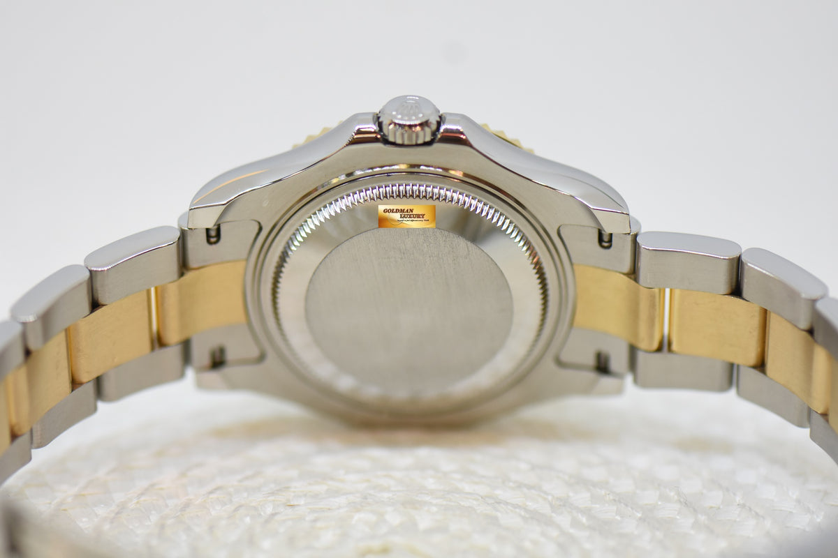 [SOLD] ROLEX OYSTER YACHT MASTER 35mm HALF GOLD IN  BRACELET MOP DIAMONDS DIAL 168623 (MINT)