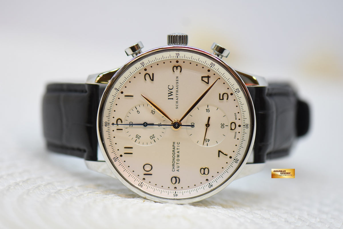 [SOLD] IWC PORTUGUESE CHRONOGRAPH 41mm SILVERED-WHITE DIAL AUTOMATIC IW3714-45 (MINT)