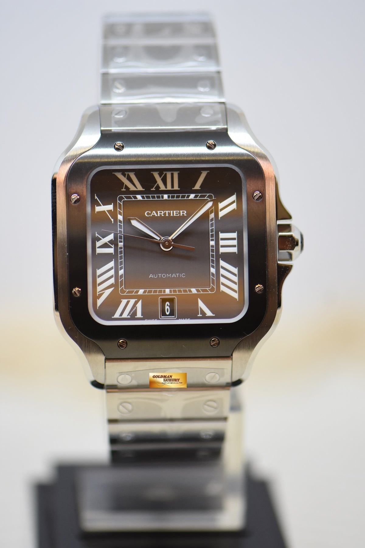 [SOLD] SANTOS De CARTIER LARGE ADLC STEEL IN BRACELET & INTERCHANGEABLE RUBBER STRAP AUTOMATIC WSSA0037 (NEW-UNWORN)