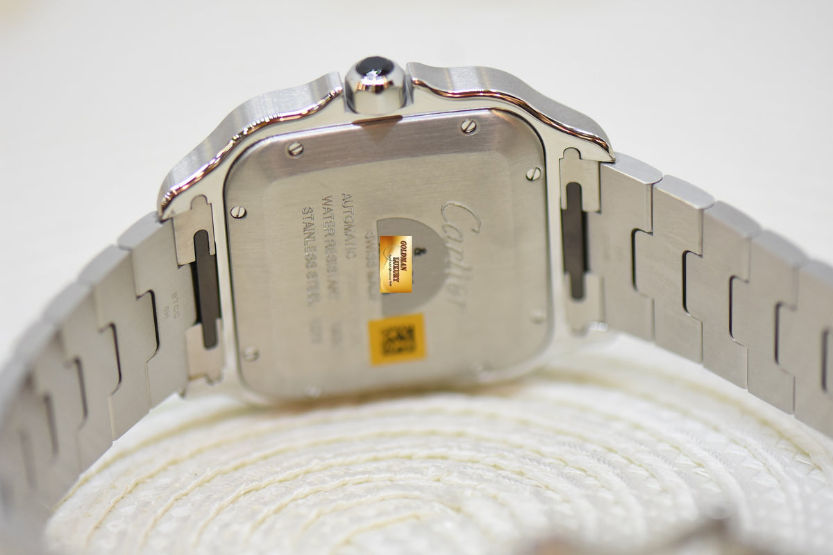 [SOLD] SANTOS De CARTIER LARGE ADLC STEEL IN BRACELET & INTERCHANGEABLE RUBBER STRAP AUTOMATIC WSSA0037 (NEW-UNWORN)