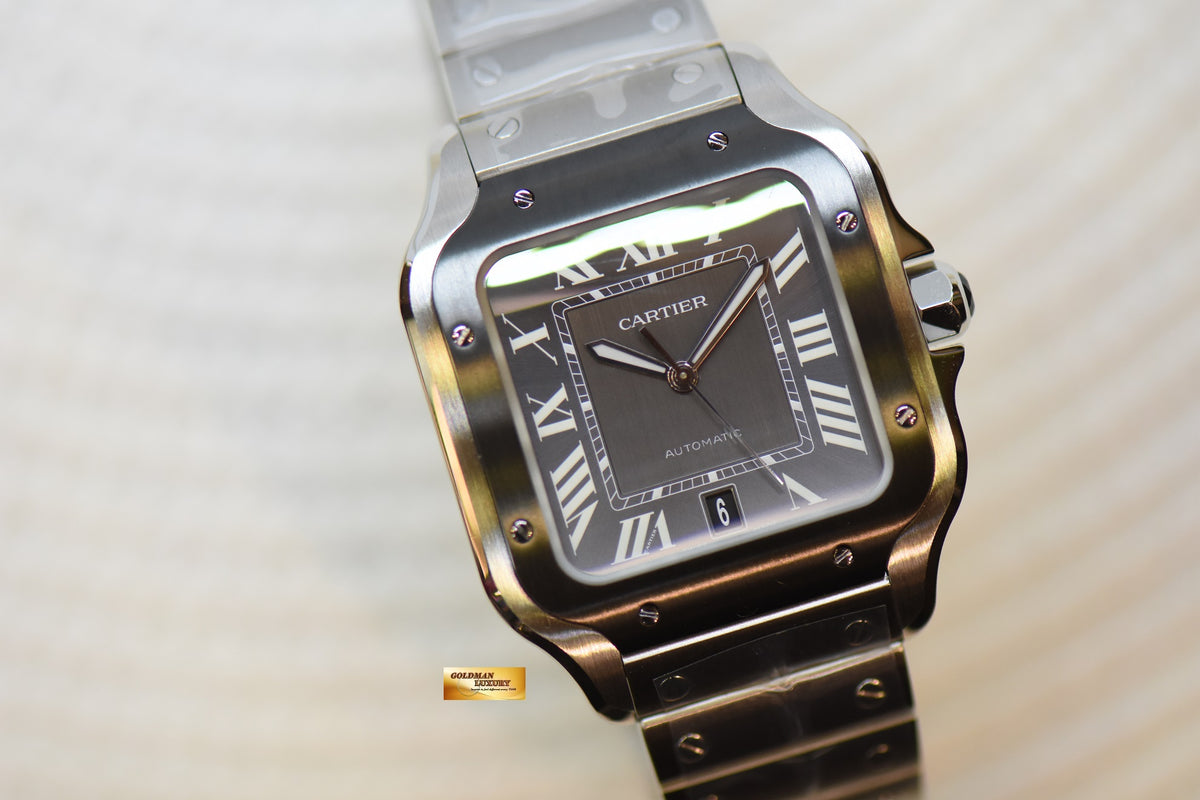 [SOLD] SANTOS De CARTIER LARGE ADLC STEEL IN BRACELET & INTERCHANGEABLE RUBBER STRAP AUTOMATIC WSSA0037 (NEW-UNWORN)