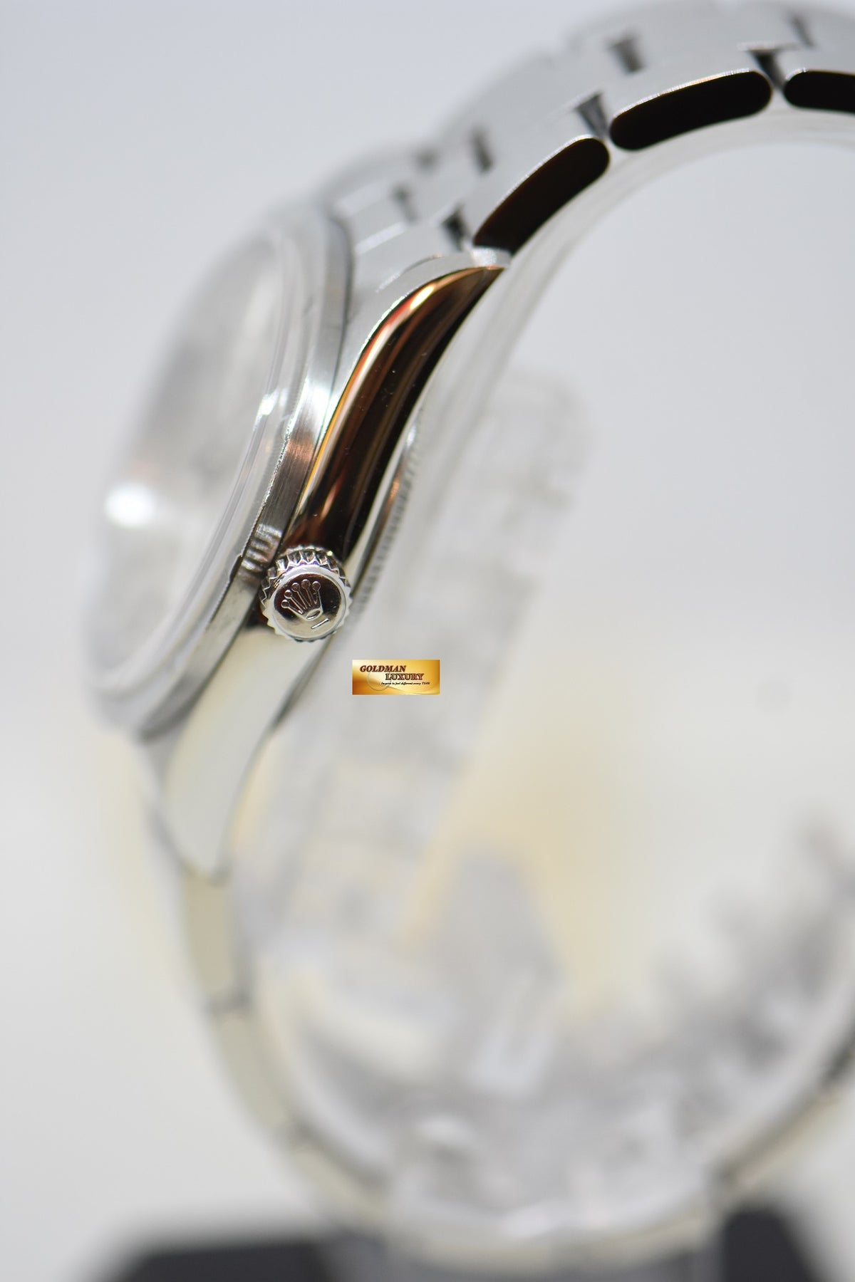 [SOLD] ROLEX OYSTER PERPETUAL AIR-KING 34mm PRECISION STEEL SILVER DIAL ENGINE TURN BEZEL 14010 (MINT)