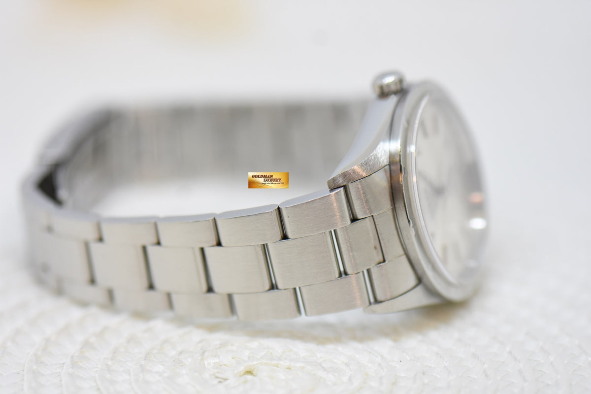 [SOLD] ROLEX OYSTER PERPETUAL AIR-KING 34mm PRECISION STEEL SILVER DIAL ENGINE TURN BEZEL 14010 (MINT)