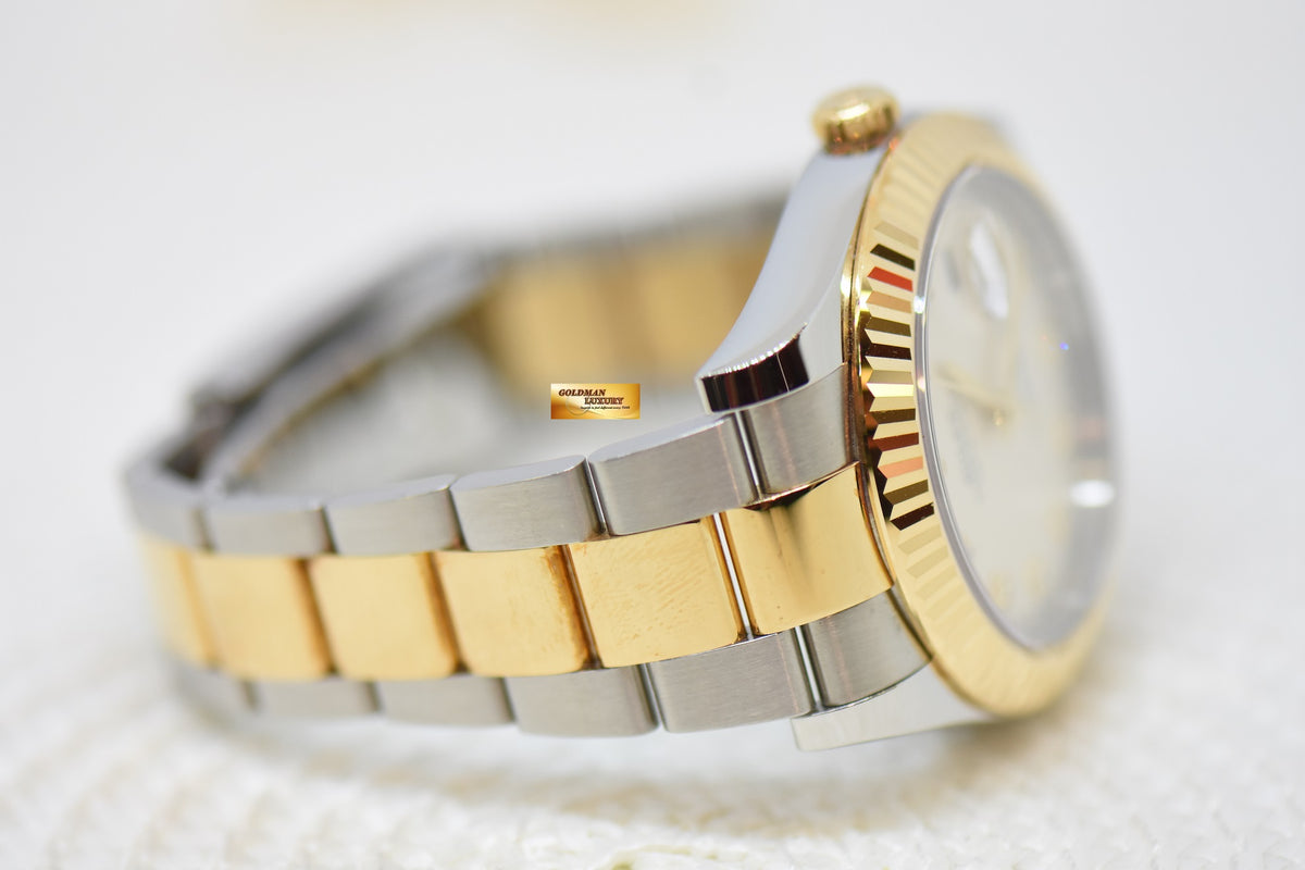 [SOLD] ROLEX OYSTER PERPETUAL DATEJUST II 41mm GOLD / STEEL IN OYSTER BRACELET GOLD DIAMOND DIAL 116333 (MINT)