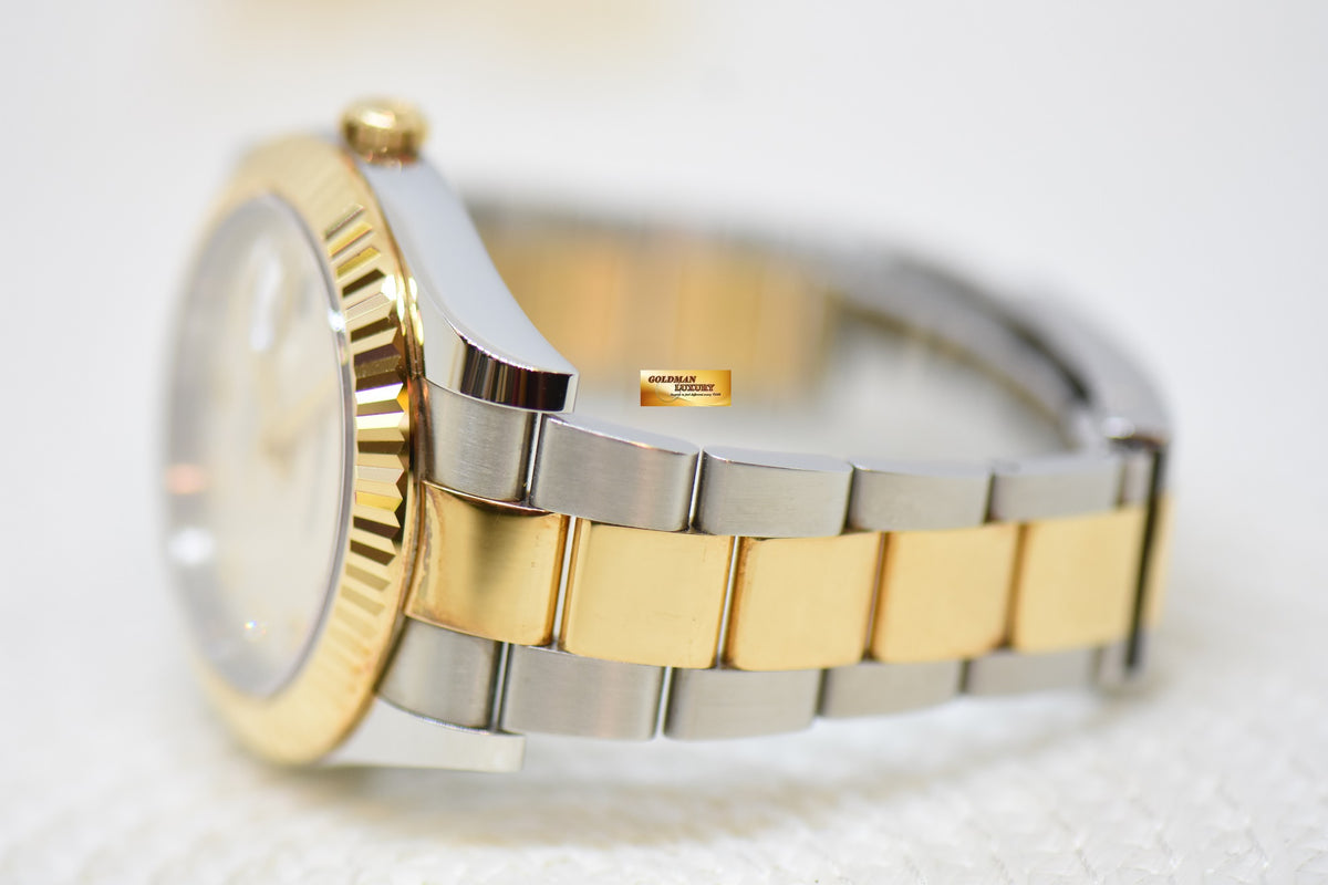[SOLD] ROLEX OYSTER PERPETUAL DATEJUST II 41mm GOLD / STEEL IN OYSTER BRACELET GOLD DIAMOND DIAL 116333 (MINT)