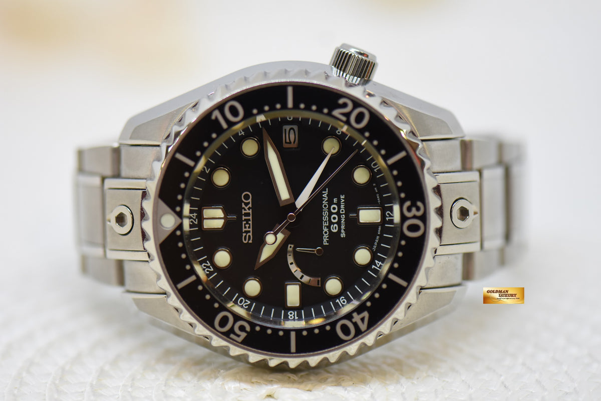 [SOLD] SEIKO PROFESSIONAL DIVER SPRING DRIVE GMT 44mm MARINAMASTER 600M TITANIUM IN BRACELET SBDB011 (MINT)