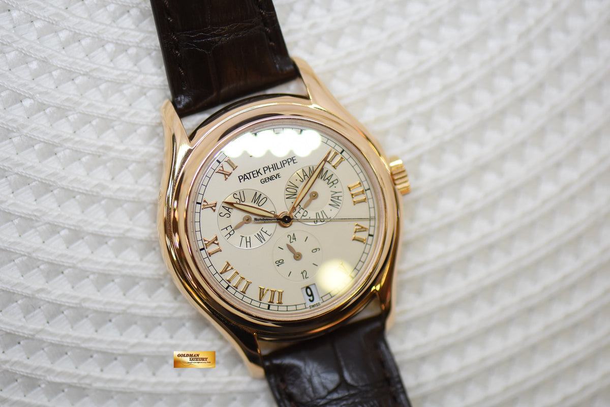 [SOLD] PATEK PHILIPPE ANNUAL CALENDAR GMT ROSE GOLD IN LEATHER STRAP 36mm AUTOMATIC 5035R (MINT)