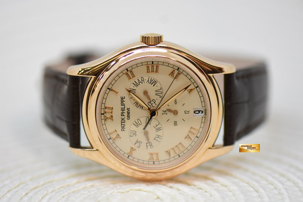 [SOLD] PATEK PHILIPPE ANNUAL CALENDAR GMT ROSE GOLD IN LEATHER STRAP 36mm AUTOMATIC 5035R (MINT)
