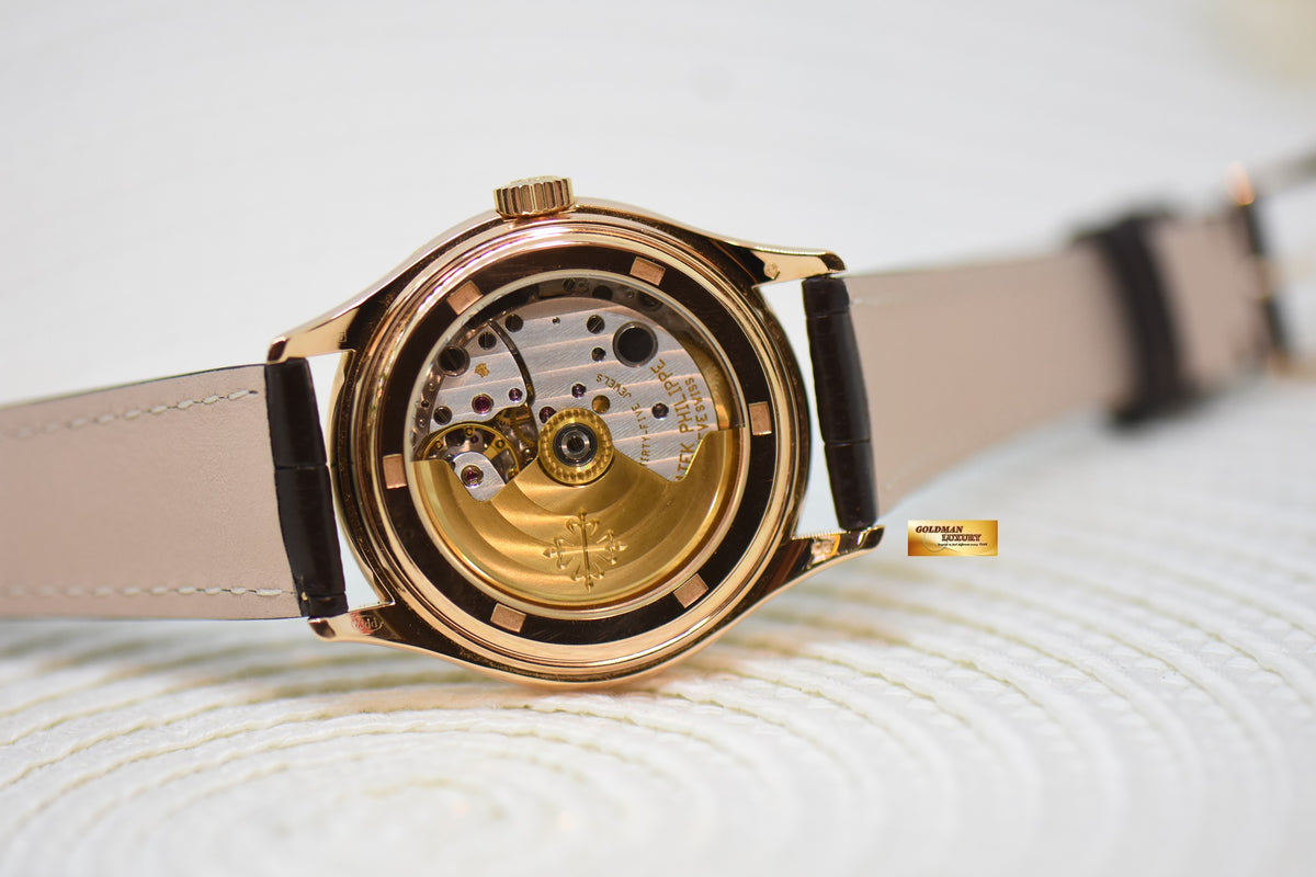[SOLD] PATEK PHILIPPE ANNUAL CALENDAR GMT ROSE GOLD IN LEATHER STRAP 36mm AUTOMATIC 5035R (MINT)