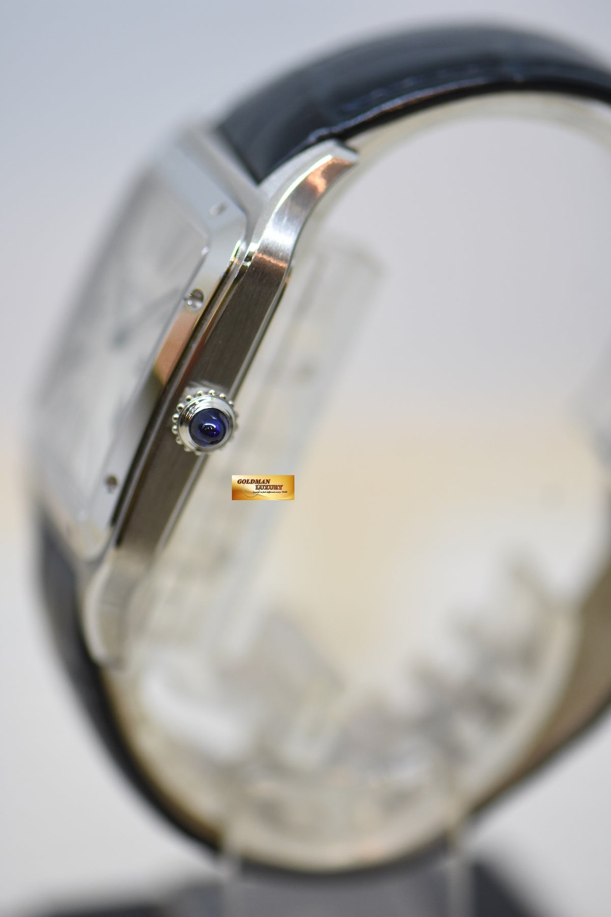 [SOLD] CARTIER SANTOS DUMONT XL STEEL IN LEATHER STRAP MANUAL WINDING WSSA0032 (NEW)