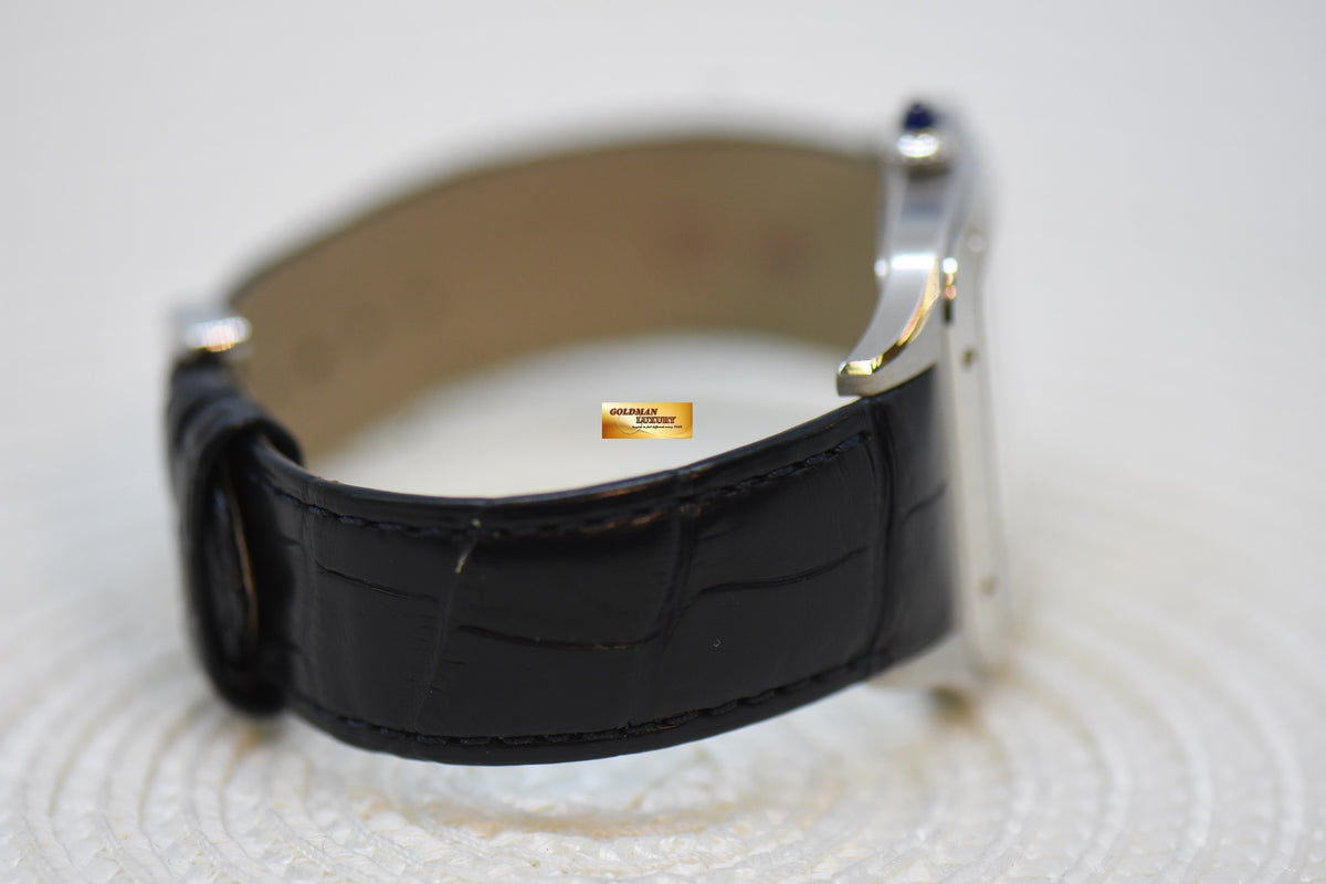 [SOLD] CARTIER SANTOS DUMONT XL STEEL IN LEATHER STRAP MANUAL WINDING WSSA0032 (NEW)