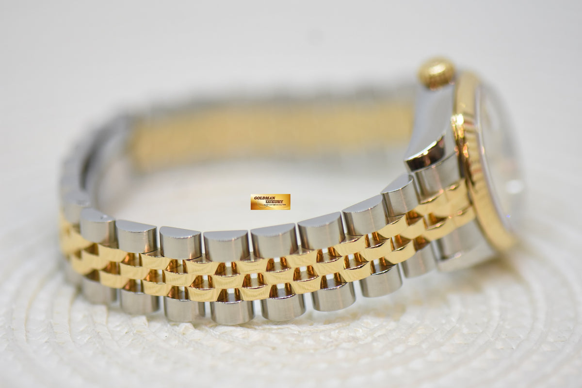 [SOLD] ROLEX OYSTER PERPETUAL DATEJUST 26mm GOLD /  STEEL IN JUBILEE BRACELET SILVER DIAMOND DIAL AUTOMATIC 179173 (MINT)