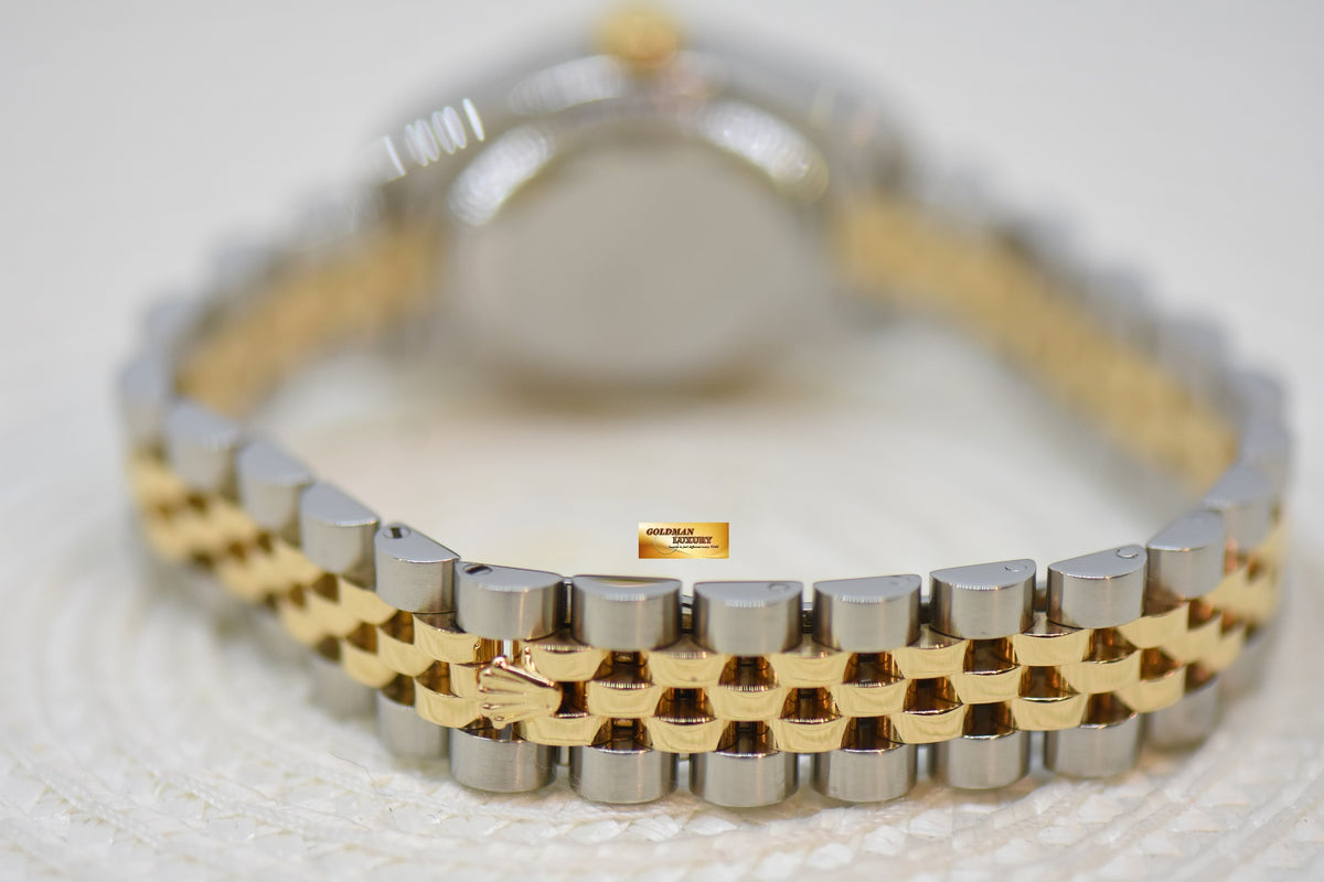 [SOLD] ROLEX OYSTER PERPETUAL DATEJUST 26mm GOLD /  STEEL IN JUBILEE BRACELET SILVER DIAMOND DIAL AUTOMATIC 179173 (MINT)