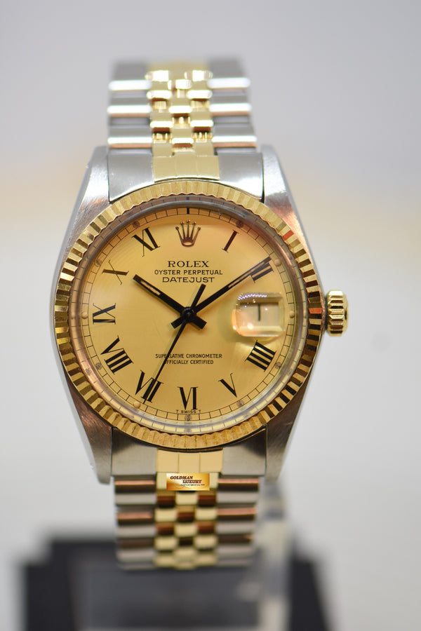[SOLD] ROLEX OYSTER DATEJUST 36mm HALF-GOLD IN JUBILEE BRACELET GOLD BUCKLEY DIAL 16013 (QUICKSET-DATE) (VINTAGE)