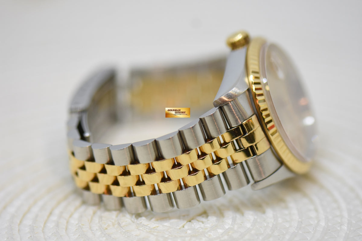 [SOLD] ROLEX OYSTER DATEJUST 36mm HALF-GOLD IN JUBILEE BRACELET GOLD DIAL 16233 (QUICKSET-DATE) (MINT)