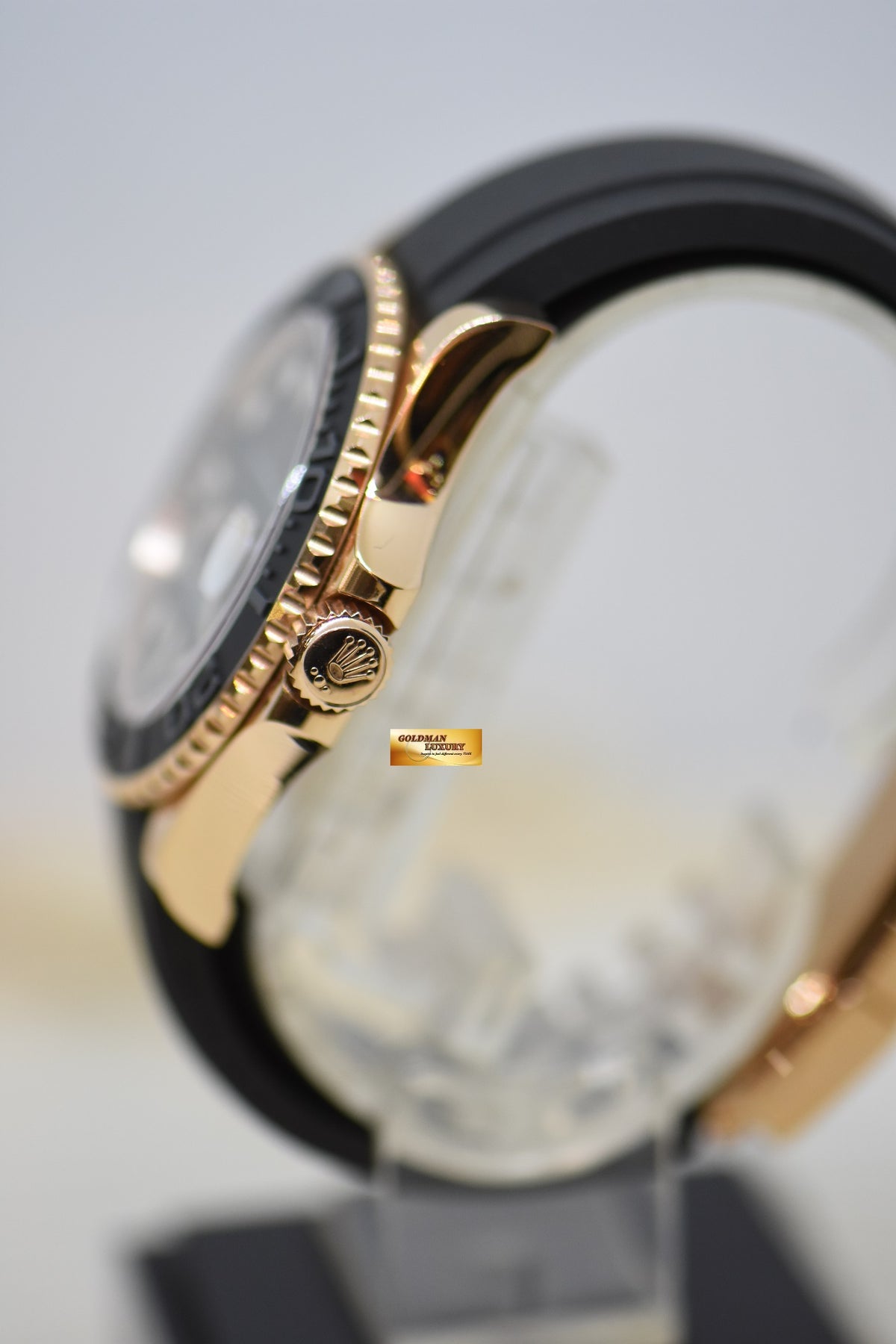 [SOLD] ROLEX OYSTER PERPETUAL YACHT-MASTER 40mm ROSE GOLD IN RUBBER STRAP 116655 (MINT) (UNPOLISHED / STICKERS ON)