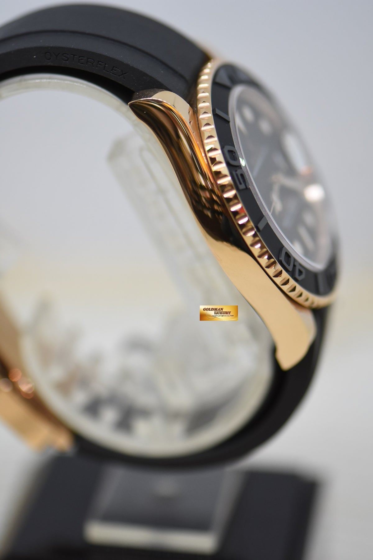 [SOLD] ROLEX OYSTER PERPETUAL YACHT-MASTER 40mm ROSE GOLD IN RUBBER STRAP 116655 (MINT) (UNPOLISHED / STICKERS ON)
