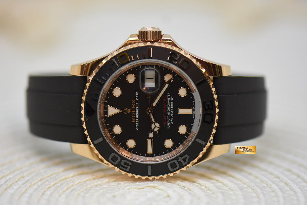 [SOLD] ROLEX OYSTER PERPETUAL YACHT-MASTER 40mm ROSE GOLD IN RUBBER STRAP 116655 (MINT) (UNPOLISHED / STICKERS ON)