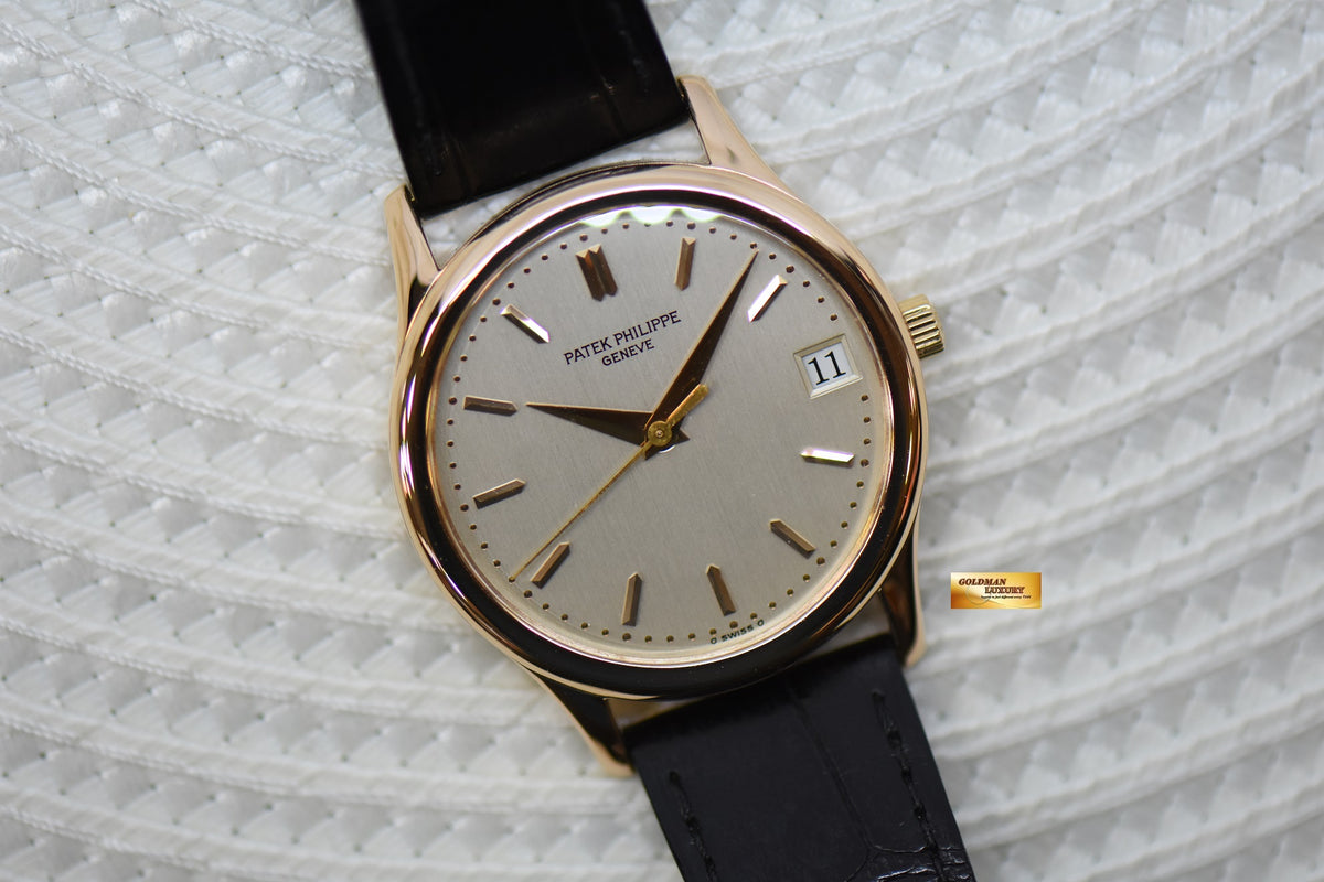 [SOLD] PATEK PHILIPPE CALATRAVA ROSE GOLD IN LEATHER STRAP 34mm SILVERED DIAL AUTOMATIC 3998R (MINT)