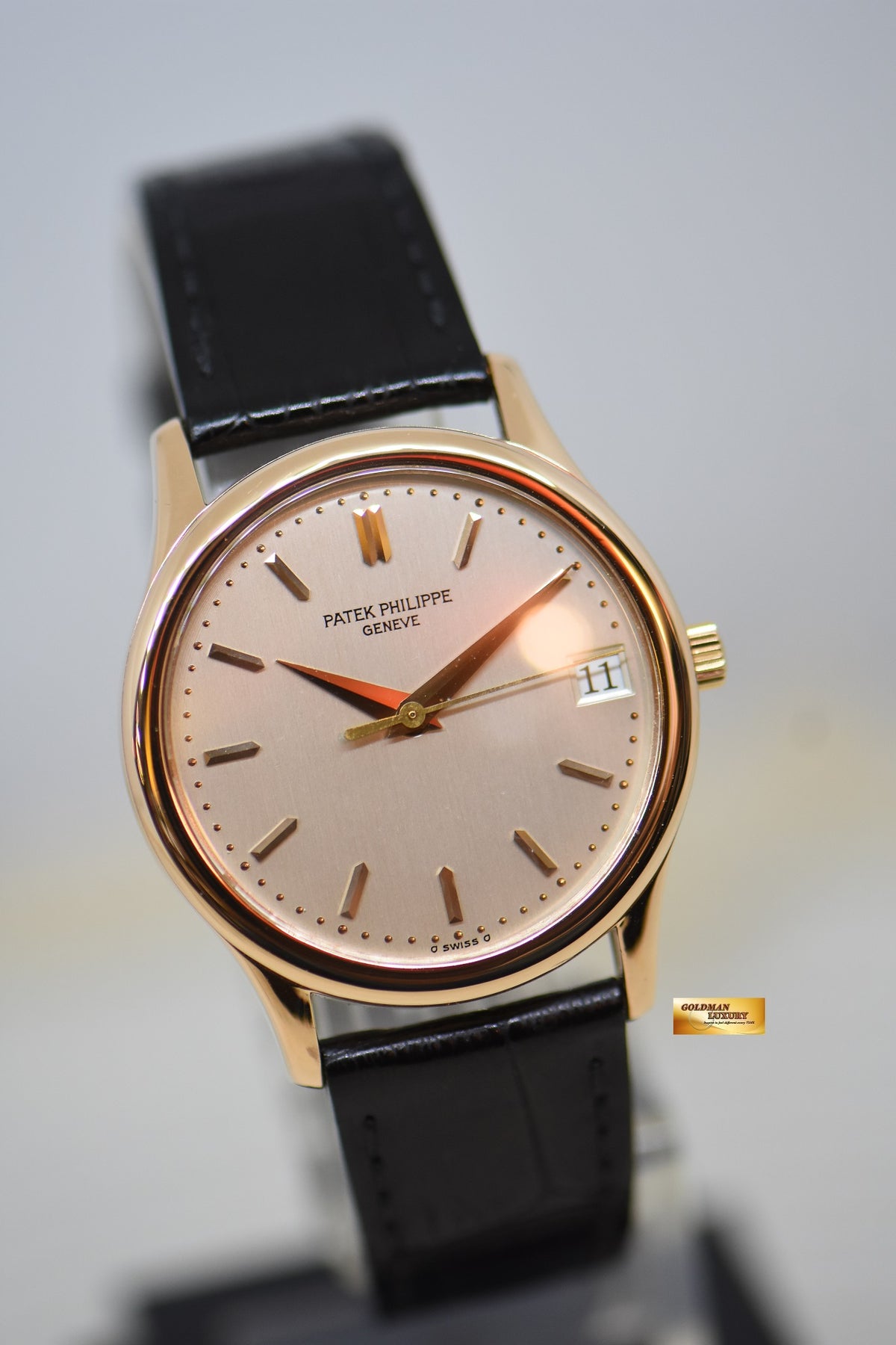 [SOLD] PATEK PHILIPPE CALATRAVA ROSE GOLD IN LEATHER STRAP 34mm SILVERED DIAL AUTOMATIC 3998R (MINT)