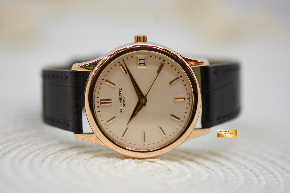 [SOLD] PATEK PHILIPPE CALATRAVA ROSE GOLD IN LEATHER STRAP 34mm SILVERED DIAL AUTOMATIC 3998R (MINT)