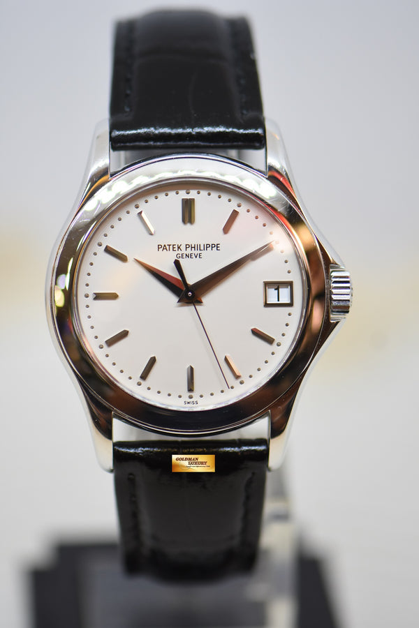 PATEK PHILIPPE CALATRAVA 18K WHITE GOLD 37mm IN LEATHER STRAP AUTOMATIC 5107G (MINT)