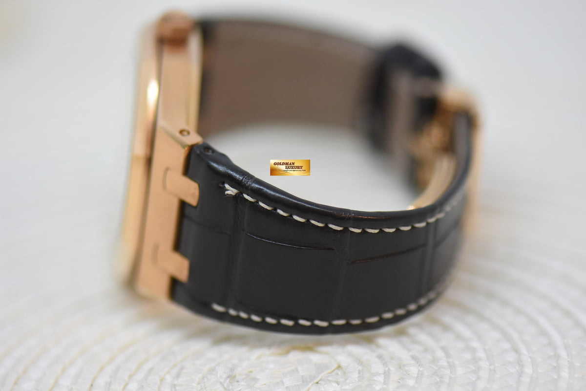 [SOLD] AUDEMARS PIGUET ROYAL OAK 39mm ROSE GOLD IN LEATHER STRAP BLACK DIAL AUTOMATIC 15300OR (MINT)