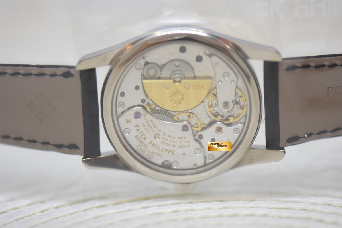 [SOLD] PATEK PHILIPPE CALATRAVA 34mm WHITE GOLD IN LEATHER STRAP AUTOMATIC 5000G (SERVICED PATEK SEAL)