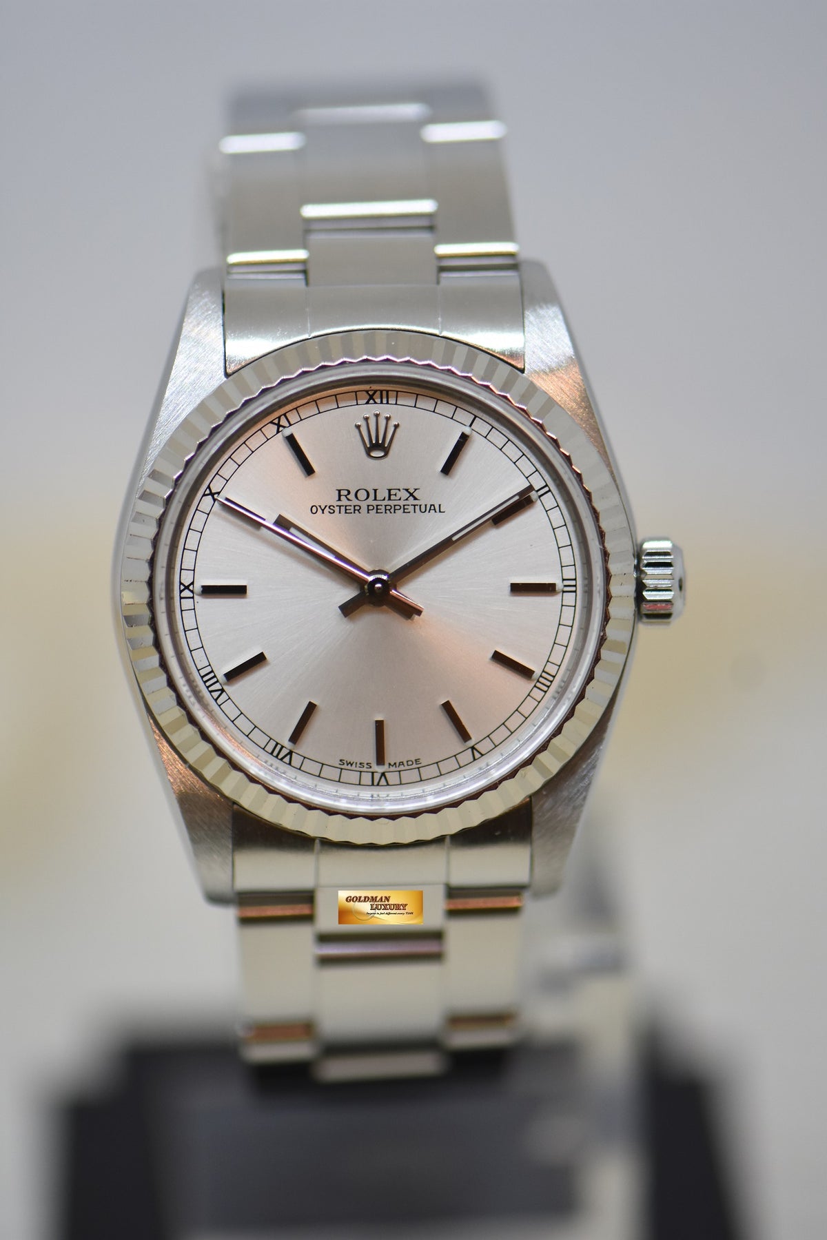 [SOLD] ROLEX OYSTER PERPETUAL 30mm STEEL IN OYSTER BRACELET SILVER DIAL 77014 (MINT)