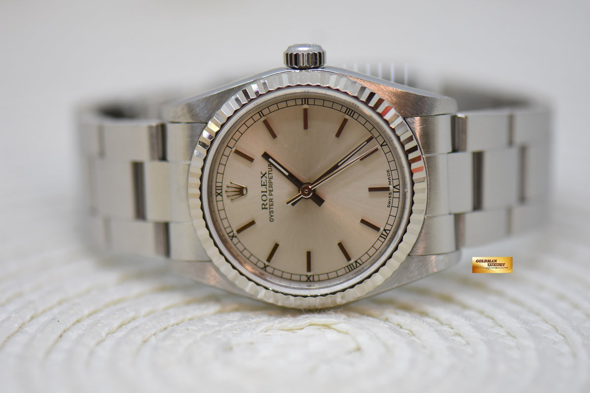 [SOLD] ROLEX OYSTER PERPETUAL 30mm STEEL IN OYSTER BRACELET SILVER DIAL 77014 (MINT)