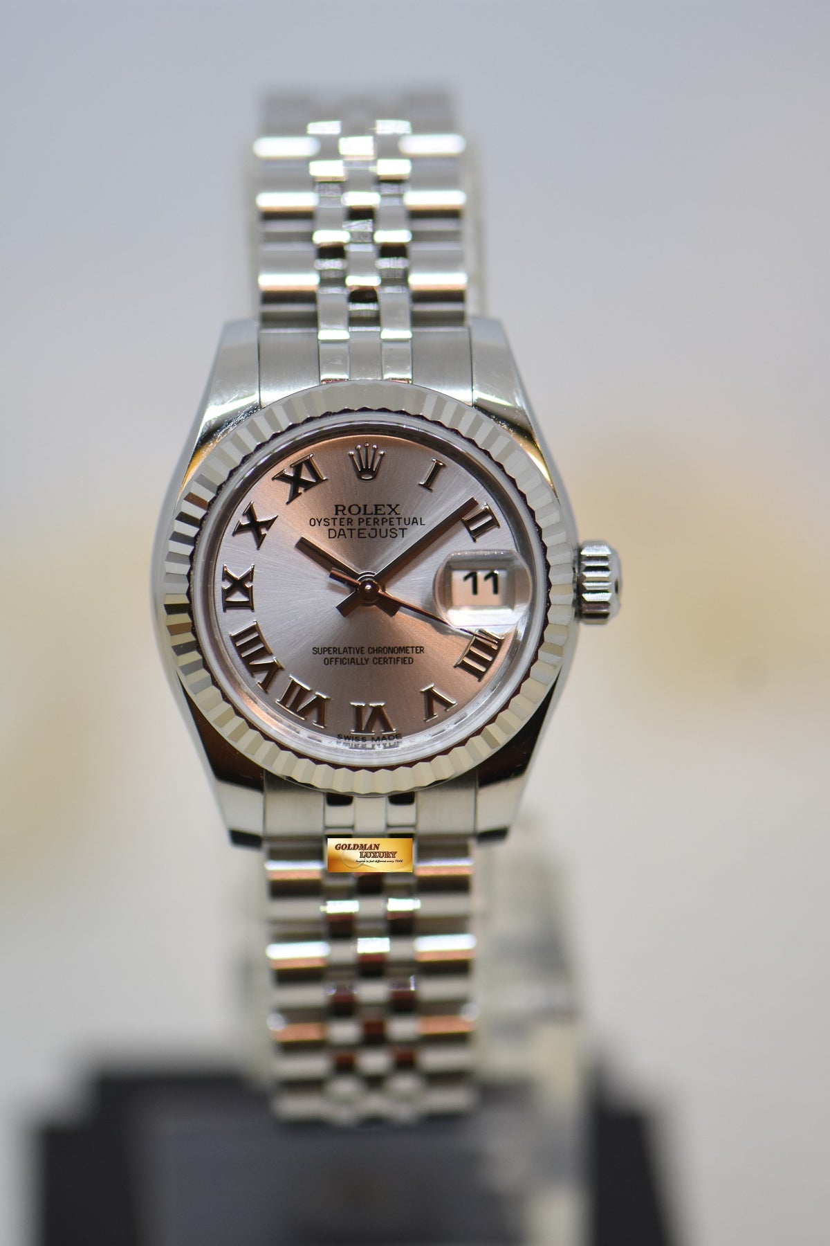 [SOLD] ROLEX OYSTER PERPETUAL DATEJUST 26mm STAINLESS STEEL IN JUBILEE BRACELET SILVER ROMAN DIAL AUTOMATIC 179174 (MINT)
