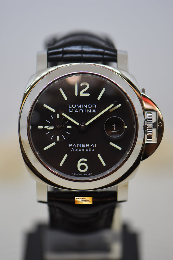 [SOLD] PANERAI LUMINOR MARINA 44mm STEEL IN LEATHER BLACK DIAL AUTOMATIC PAM 104 (MINT)