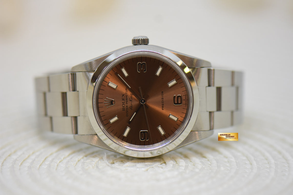 [SOLD] ROLEX OYSTER PERPETUAL AIR-KING 34mm PRECISION STEEL SALMON 369 DIAL 14000 (MINT)