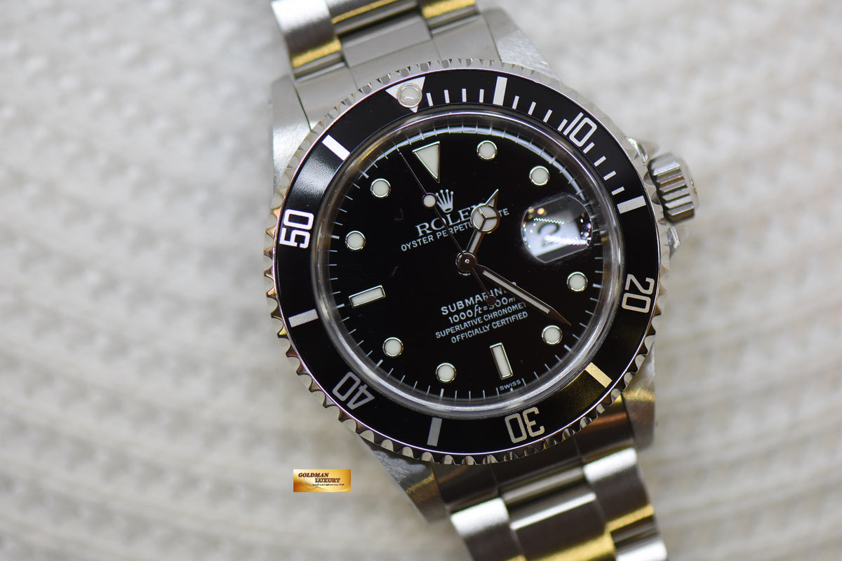 [SOLD] ROLEX OYSTER PERPETUAL SUBMARINER DATE 40mm STEEL BRACELET “SWISS ONLY” DIAL 16610 (MINT)