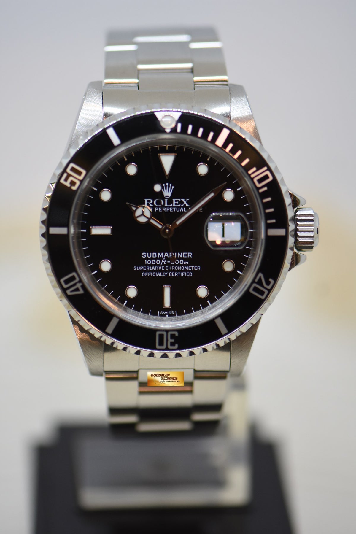 [SOLD] ROLEX OYSTER PERPETUAL SUBMARINER DATE 40mm STEEL BRACELET “SWISS ONLY” DIAL 16610 (MINT)