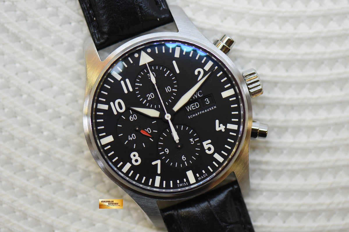 [SOLD] IWC PILOT CHRONOGRAPH 43mm DAY-DATE BLACK AUTOMATIC IW3777-09 (MINT)