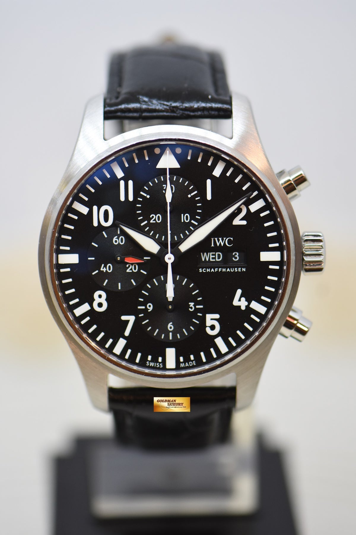 [SOLD] IWC PILOT CHRONOGRAPH 43mm DAY-DATE BLACK AUTOMATIC IW3777-09 (MINT)