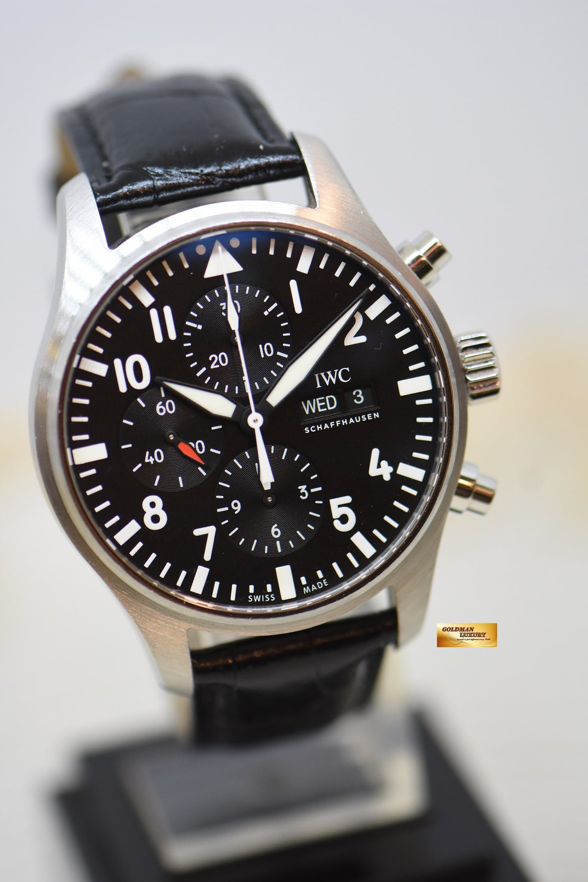 [SOLD] IWC PILOT CHRONOGRAPH 43mm DAY-DATE BLACK AUTOMATIC IW3777-09 (MINT)