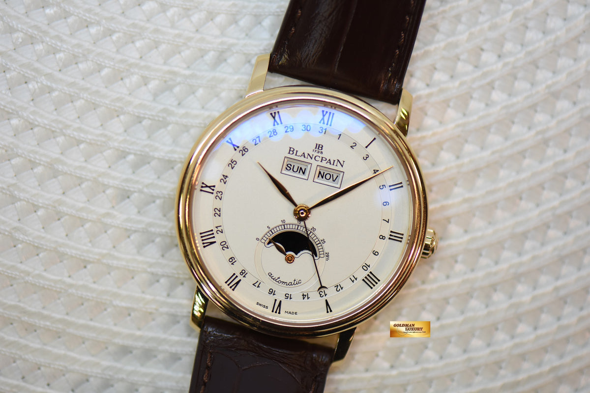 [SOLD] BLANCPAIN VILLERET QUANTIEME COMPLET ROSE GOLD 37.6mm COMPLETE CALENDAR & MOONPHASE AUTOMATIC 6263-3642A-55 (MINT)