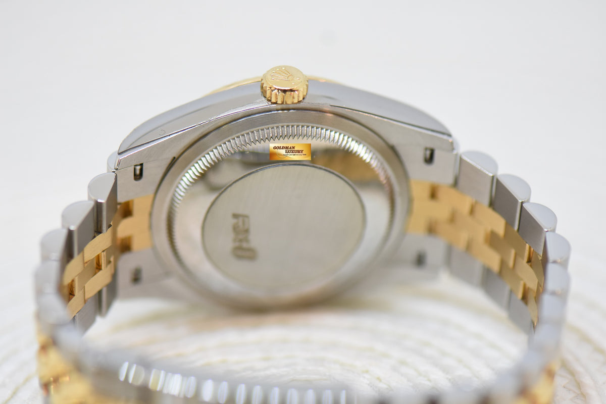 [SOLD] ROLEX OYSTER PERPETUAL 36mm HALF-GOLD JUBILEE BRACELET OLIVE GREEN ROMAN DIAL w/DIAMOND VI, IX AUTOMATIC 126233 (LNIB)