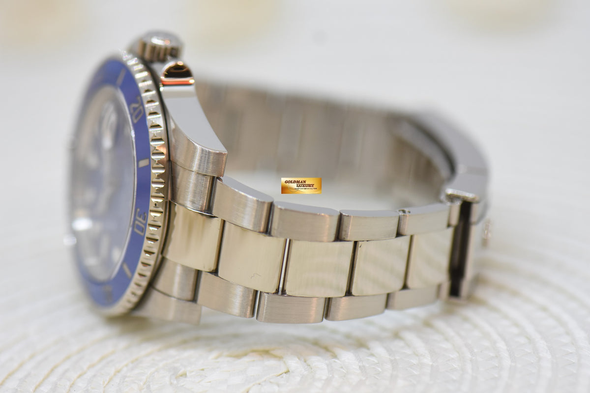[SOLD] ROLEX OYSTER SUBMARINER 40mm WHITE GOLD IN OYSTER BRACELET BLUE DIAL BLUE CERAMIC BEZEL 116619LB (UNPOLISHED) (MINT)