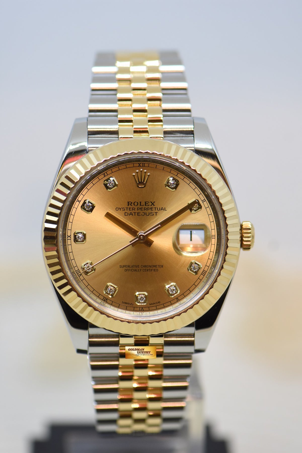 [SOLD] ROLEX OYSTER PERPETUAL DATEJUST II 41mm GOLD / STEEL IN JUBILEE BRACELET GOLD DIAMOND DIAL 126333 (LNIB)