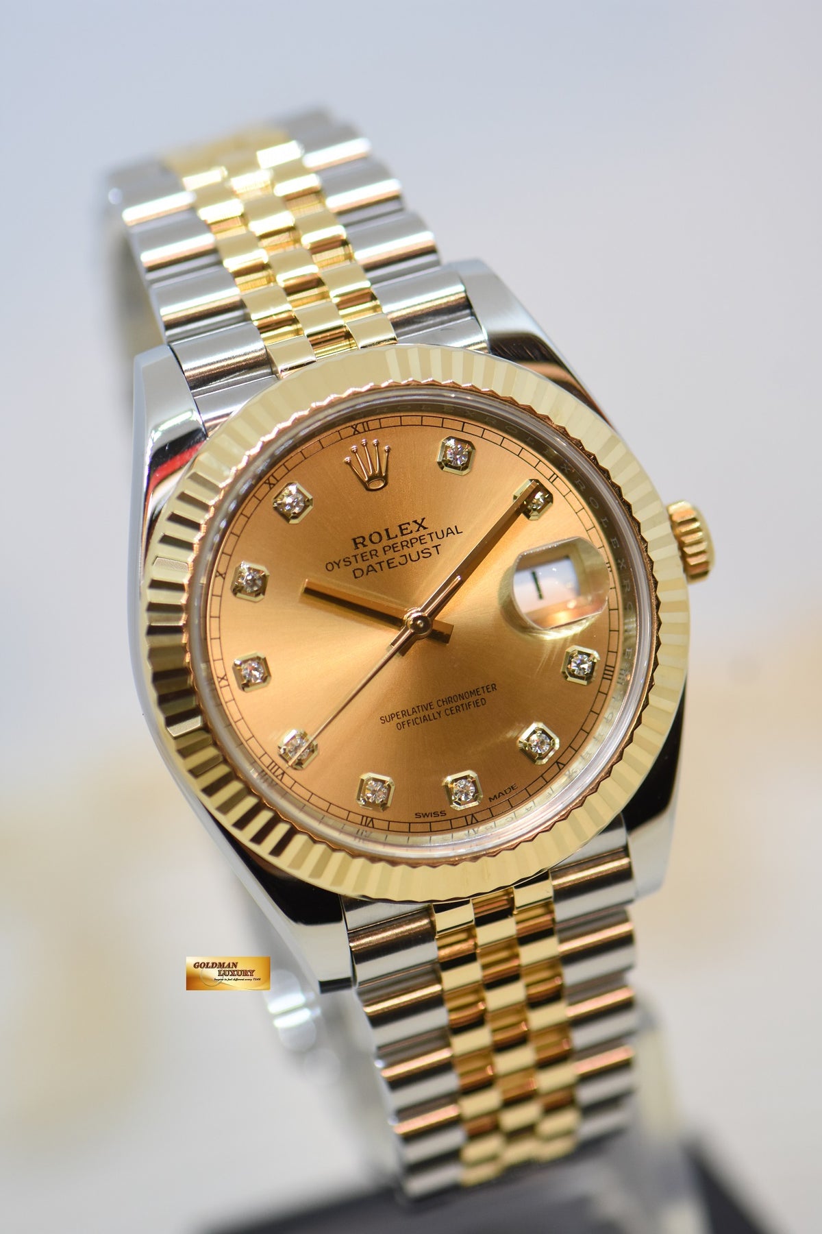 [SOLD] ROLEX OYSTER PERPETUAL DATEJUST II 41mm GOLD / STEEL IN JUBILEE BRACELET GOLD DIAMOND DIAL 126333 (LNIB)