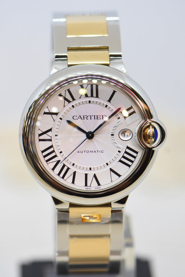 [SOLD] BALLON BLEU De CARTIER 42mm GOLD / STEEL IN BRACELET SILVERED DIAL AUTOMATIC W2BB0031 (NEW-UNWORN)