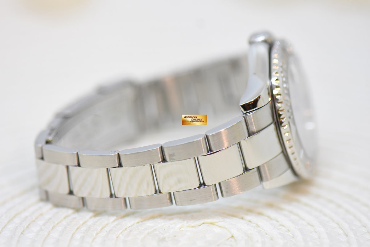 [SOLD] ROLEX OYSTER PERPETUAL YACHT-MASTER 35mm LADIES MIDSIZE STEEL IN BRACELET PLATINUM DIAL / BEZEL 168622 (MINT)