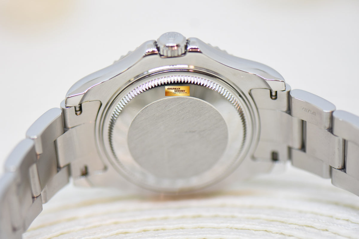 [SOLD] ROLEX OYSTER PERPETUAL YACHT-MASTER 35mm LADIES MIDSIZE STEEL IN BRACELET PLATINUM DIAL / BEZEL 168622 (MINT)