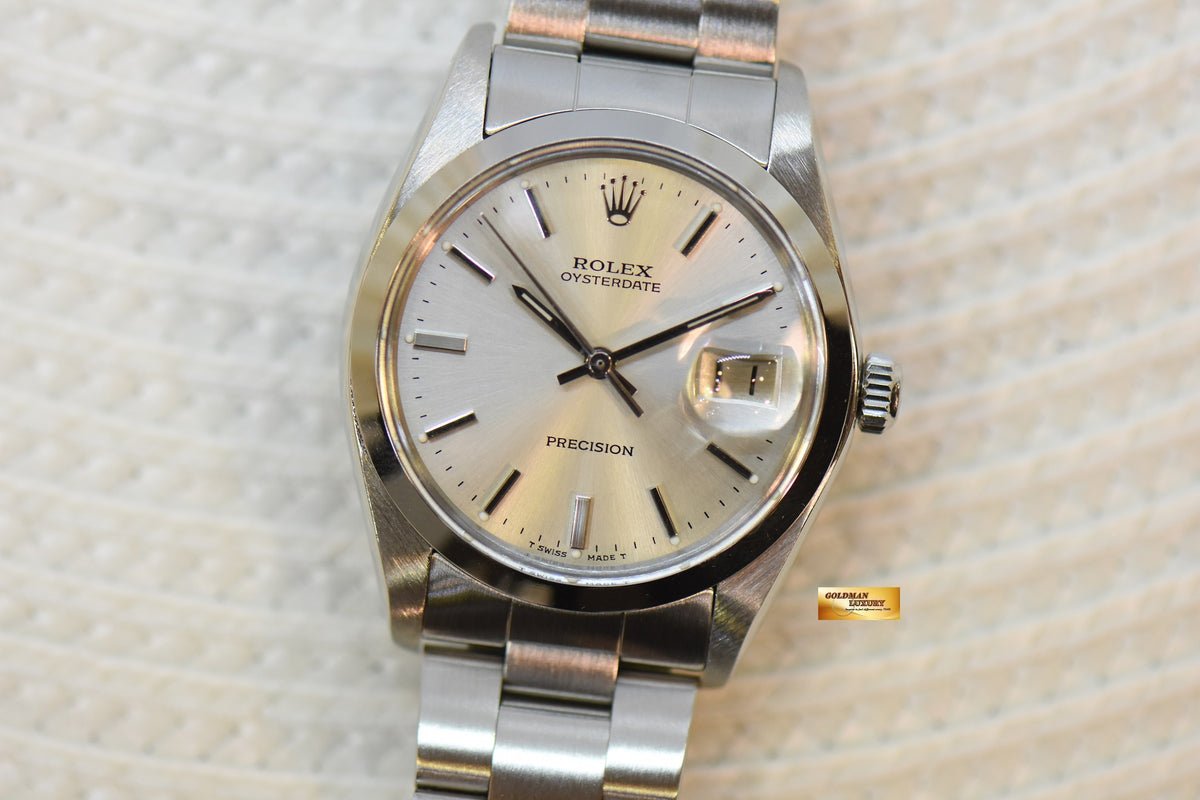[SOLD] ROLEX OYSTERDATE PRECISION 34mm IN STEEL OYSTER BRACELET SILVER DIAL 6694 (VINTAGE-MINT)