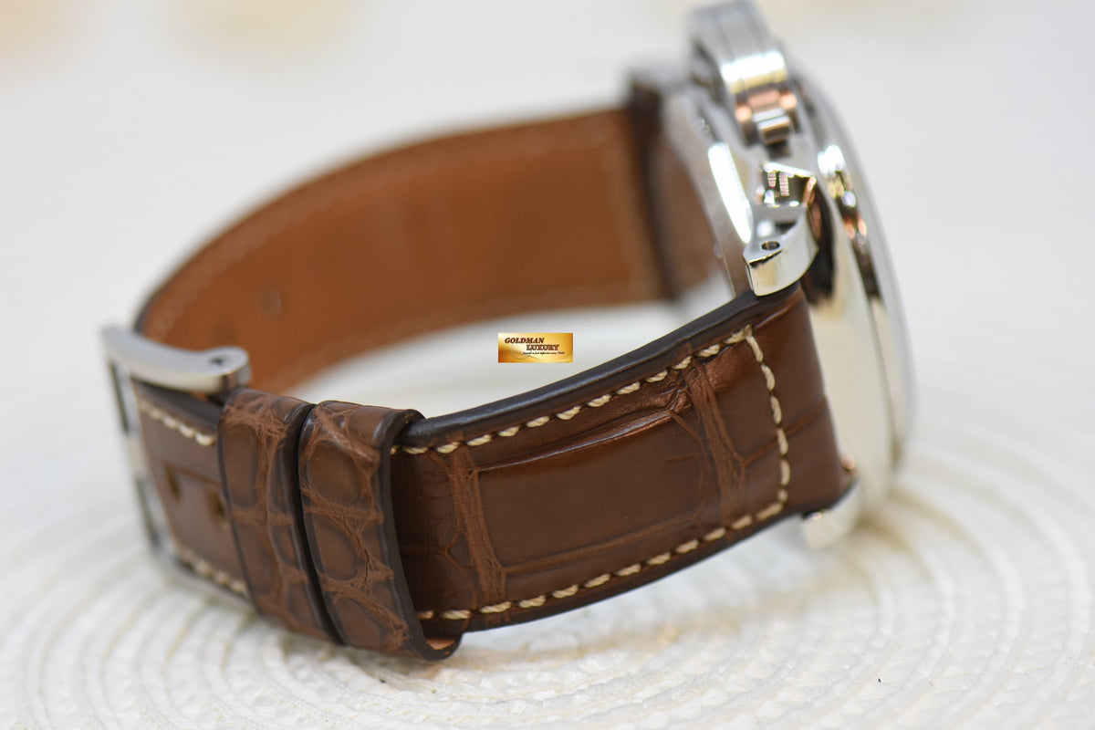 [SOLD] PANERAI LUMINOR 1950 42mm GMT 3 DAYS POWER RESERVE STEEL IN LEATHER P.9002 HOBNAIL DIAL AUTOMATIC PAM 537 (MINT)