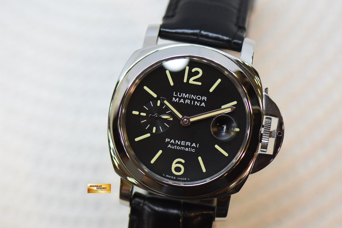[SOLD] PANERAI LUMINOR MARINA 44mm STEEL IN LEATHER BLACK DIAL AUTOMATIC PAM 104 (MINT)
