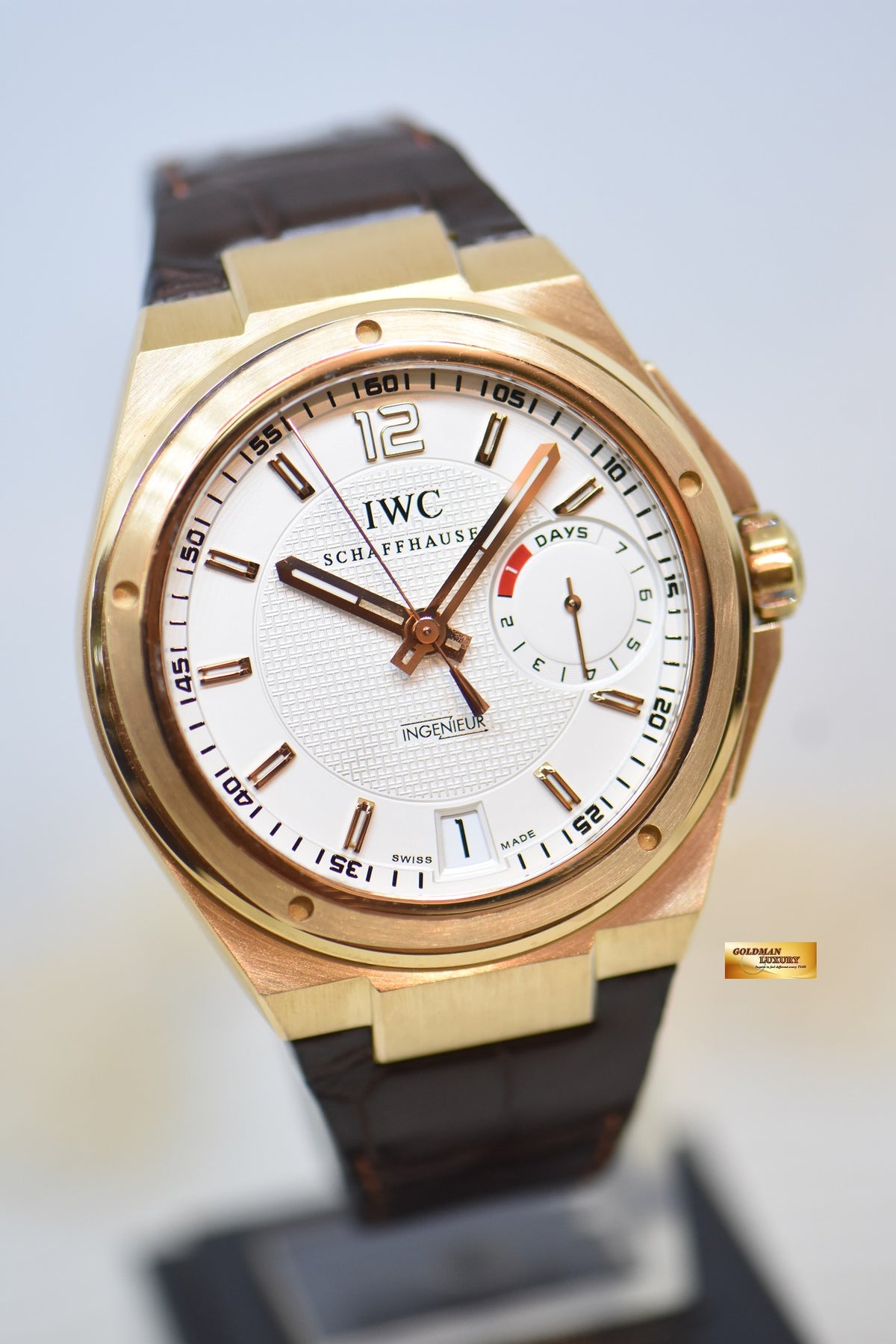 [SOLD] IWC INGENIEUR 7 DAYS POWER RESERVE 45.5mm ROSE GOLD IN LEATHER STRAP AUTOMATIC IW500503 (MINT)